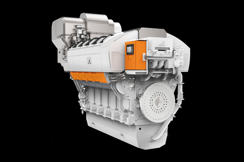 The exergy study examined the exergy losses inside the engine components of a 10-cylinder, V-bank Wärtsilä 31DF engine with a two-stage, serial turbocharger (picture courtesy of Wärtsilä)